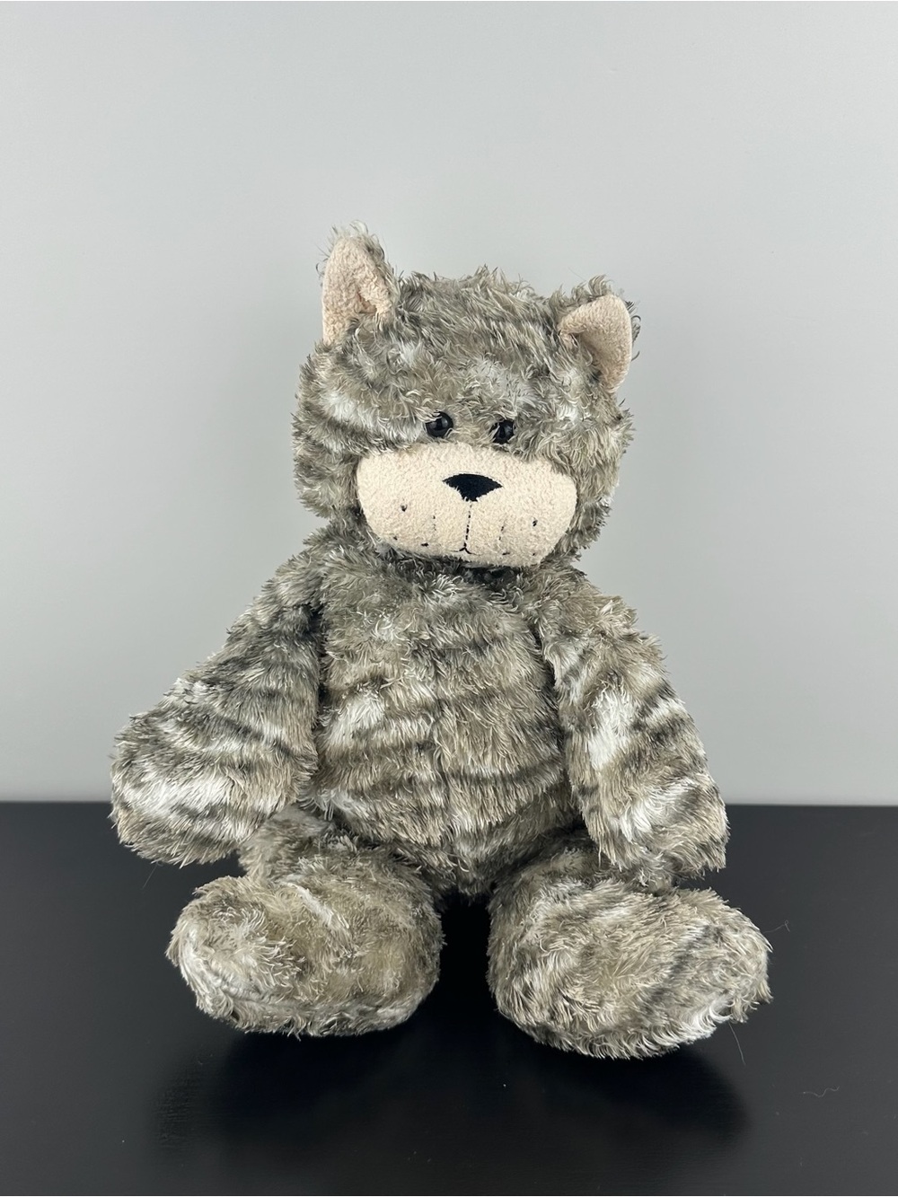 Russ Berrie Byrdie Gray White Black Striped Tabby Kitty Cat 10” Plush